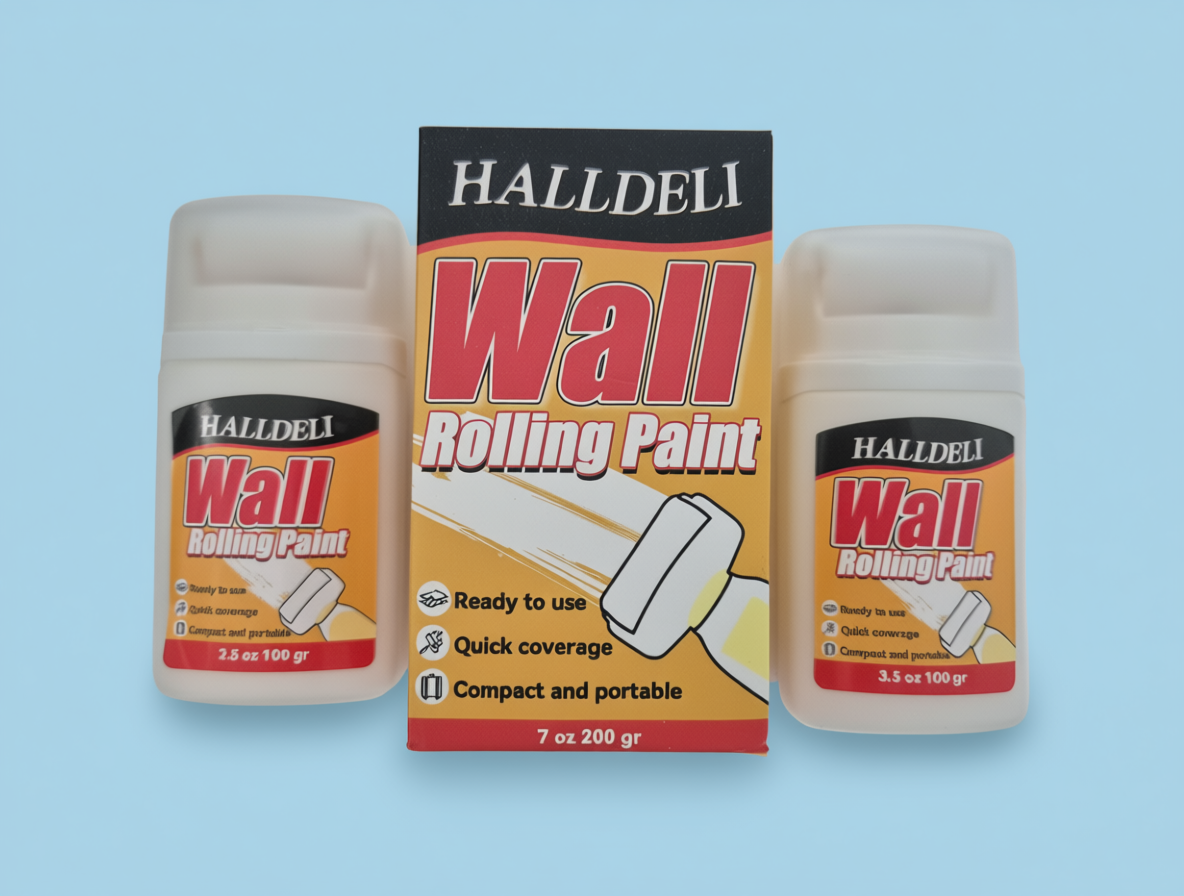 Halldeli All-in-One Wall Repair Rolling Paint | 2-Pack (200g each) | Quick-Dry White Paint for Walls | Covers Stains, Cracks & Graffiti | Brand New Barn Bargain! - Zeta Store