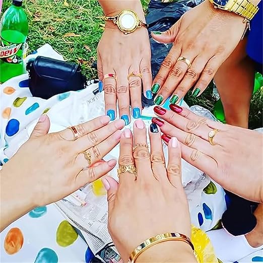 Stackable Preppy Rings Haooryx 8Pcs Preppy Smile Y2K Rings – Funky Heart Retro Gold-Plated St ...