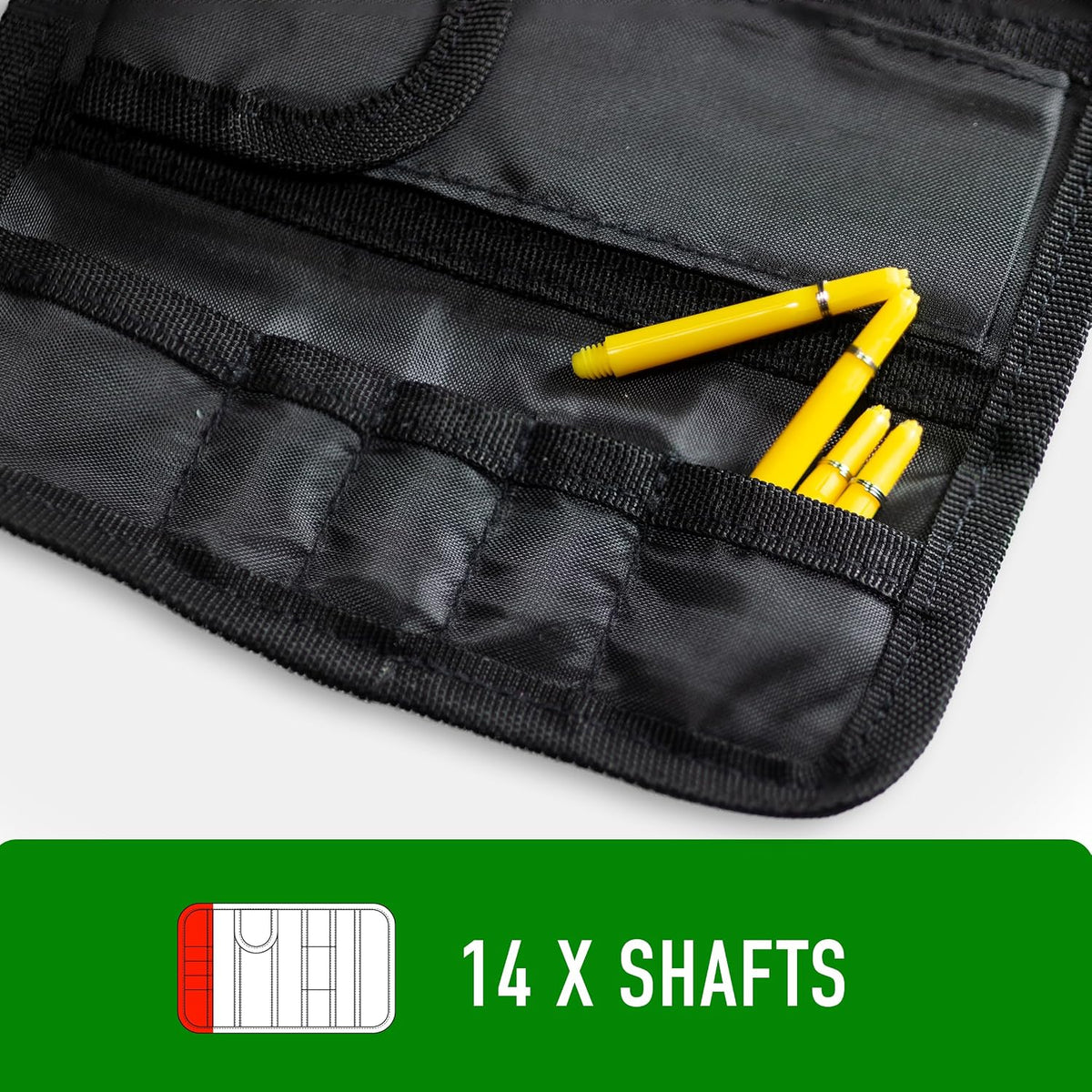 Harrows England Blaze 3 Darts Wallet - Professional Black Darts Case Holds 3 Fully Assembled Darts + 50 Accessories