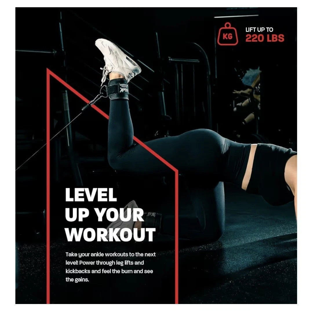 Hawk Fitness Ankle Straps – Premium Neoprene Gym Cuffs | Heavy Duty D-Rings | Lower Body Sculpting - Zeta Store