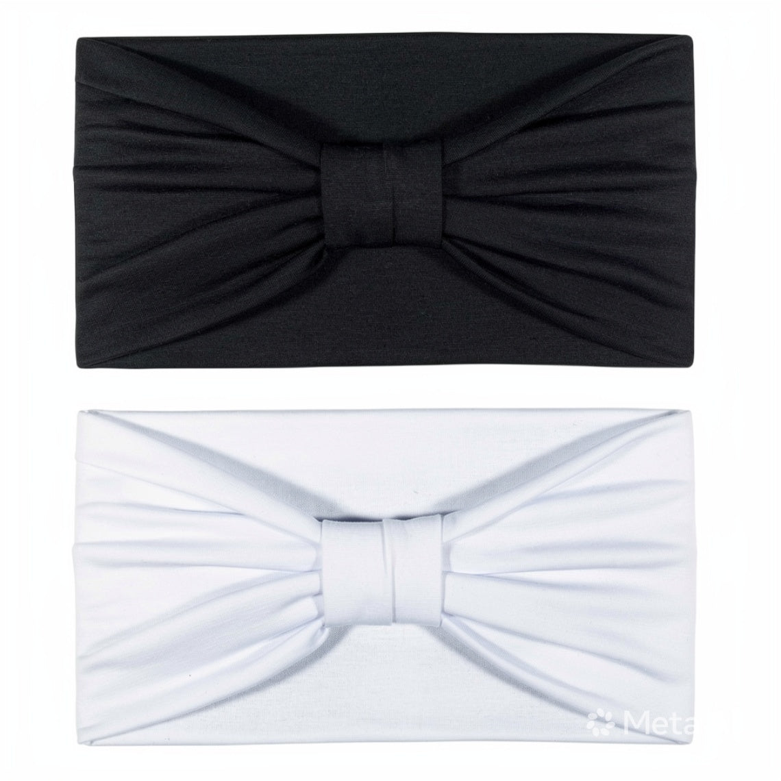 2-Pack Wide Bow Headbands for Women – Soft Non-Slip Elastic Hair Bands for Yoga, Sports, Everyday Wear – Black & White