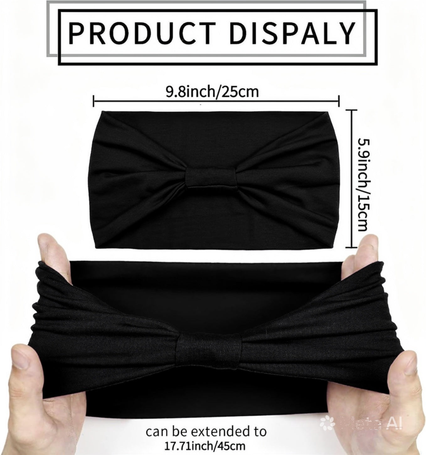 2-Pack Wide Bow Headbands for Women – Soft Non-Slip Elastic Hair Bands for Yoga, Sports, Everyday Wear – Black & White