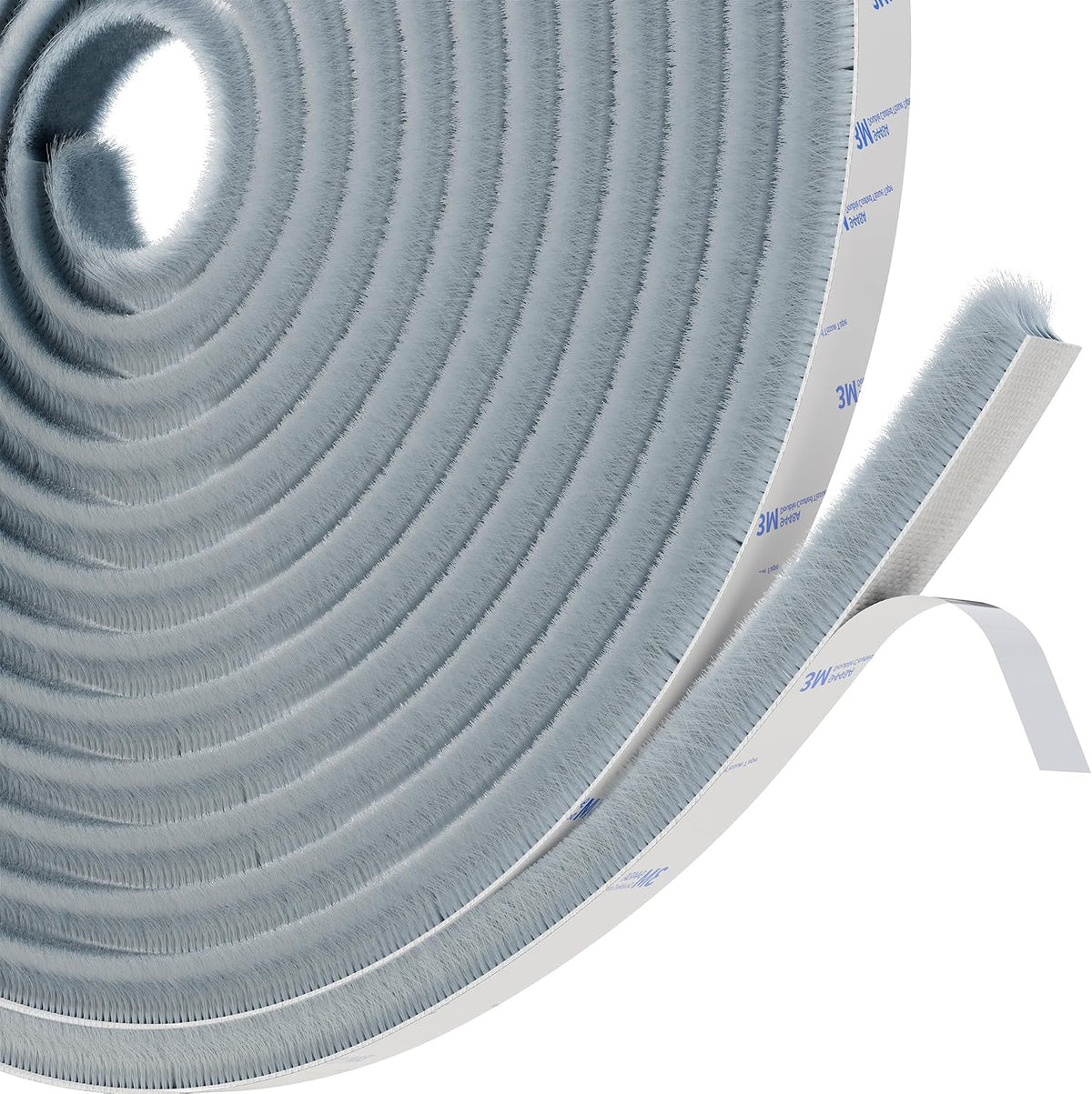 Hnnhome grey draught excluder door seal strip, 5M self-adhesive brush for blocking draughts, dust, insects, insulation, and noise.