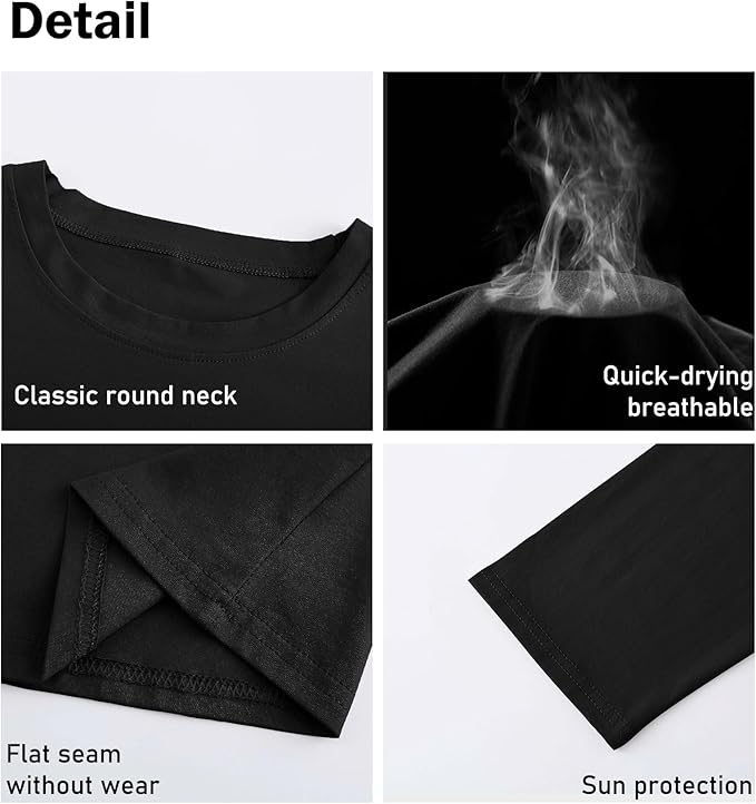 Holure Men's Long Sleeve T-Shirt | Loose Fit Cotton Blend | Moisture Wicking & Quick-Dry | UPF Sun Protection | Casual Crew Neck Base Layer | Size XL Black