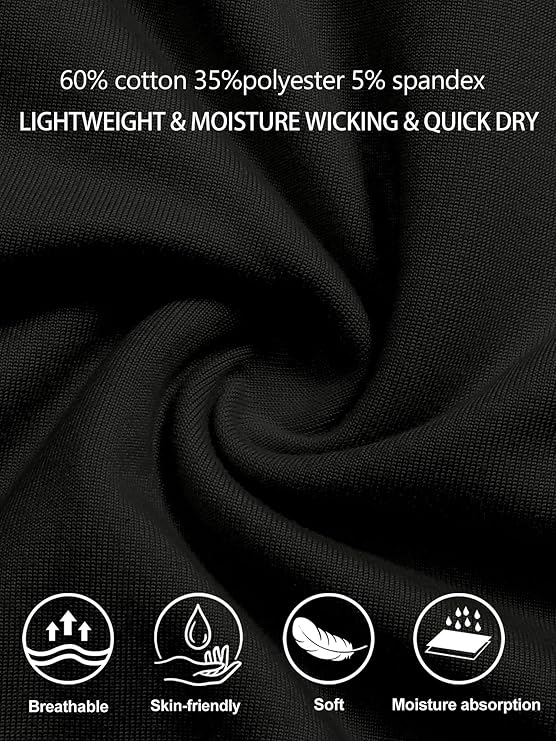 Holure Men's Long Sleeve T-Shirt | Loose Fit Cotton Blend | Moisture Wicking & Quick-Dry | UPF Sun Protection | Casual Crew Neck Base Layer | Size XL Black