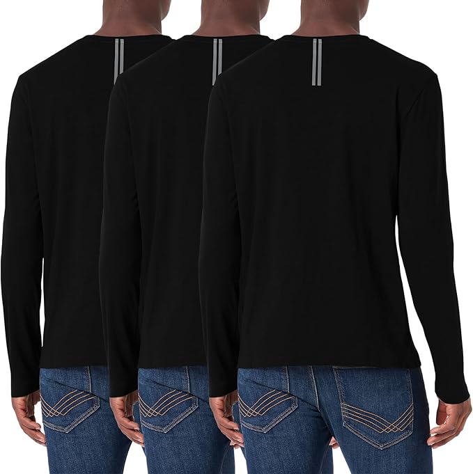 Holure Men's Long Sleeve T-Shirt | Loose Fit Cotton Blend | Moisture Wicking & Quick-Dry | UPF Sun Protection | Casual Crew Neck Base Layer | Size XL Black