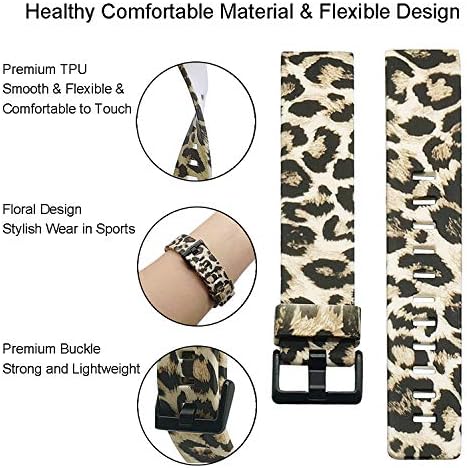 Honecumi floral pattern TPU watch straps for Fitbit Inspire 2, Inspire HR, Ace 2, large size, soft silicone band for women and men