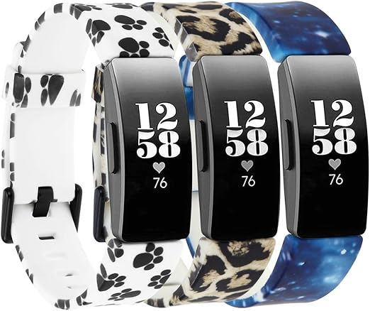 Honecumi floral pattern watch straps compatible with Fitbit Inspire 2, Inspire HR, and Ace 2, soft TPU band in large size for women and men