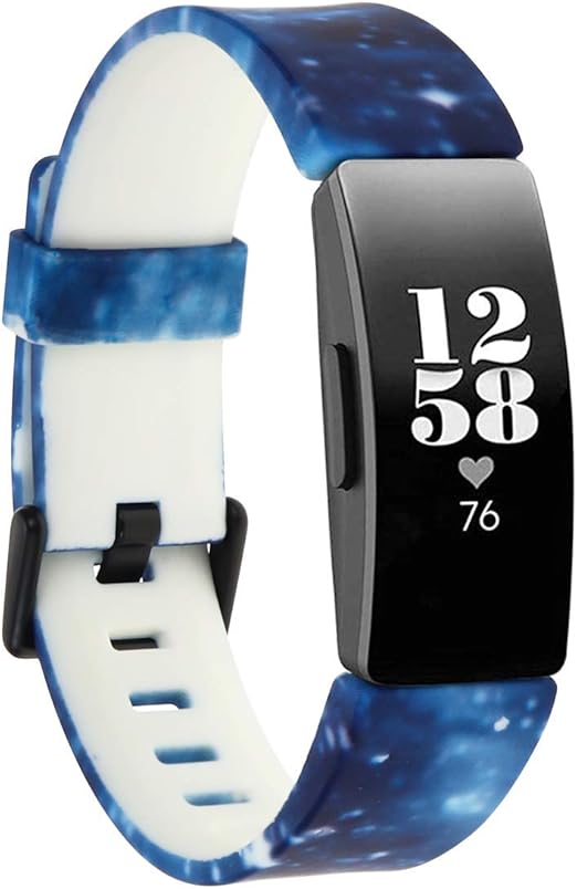 Honecumi floral pattern TPU watch strap for Fitbit Inspire 2, Inspire HR, and Ace 2 in large size, suitable for women and men.