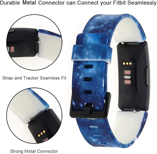 Honecumi floral pattern TPU watch strap for Fitbit Inspire 2, Inspire HR, Ace 2, soft silicone, large size for women and men