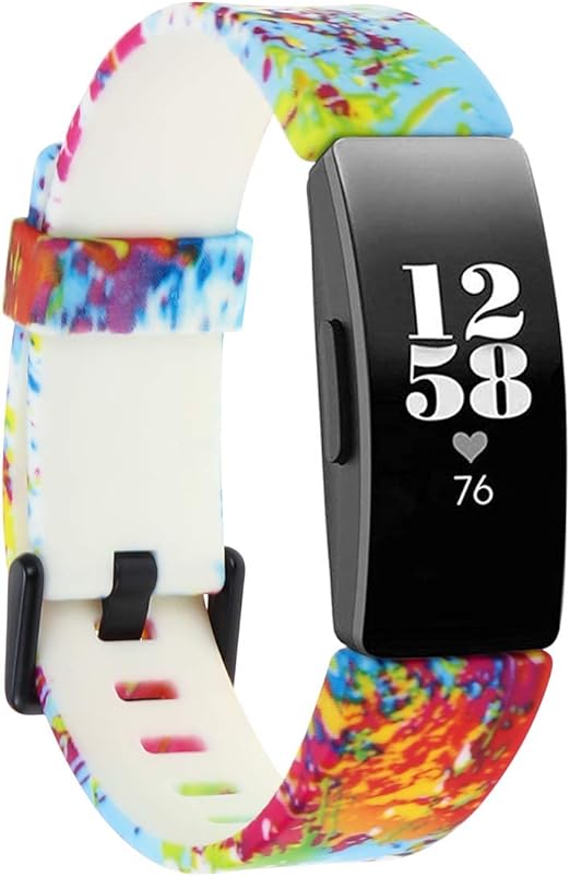 Honecumi floral pattern TPU watch straps for Fitbit Inspire 2, Inspire HR, Ace 2, soft silicone, large size, women and men.