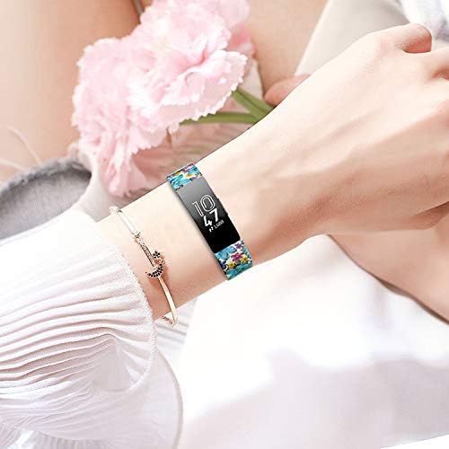 Honecumi floral pattern TPU watch strap for Fitbit Inspire 2, Inspire HR, Ace 2, large size, soft and comfortable for women and men.