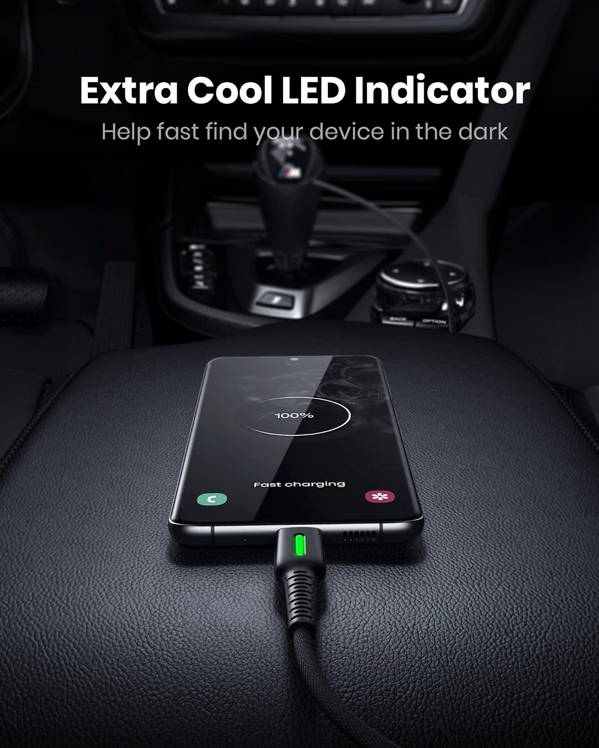 INIU USB-C Fast Charging Cable 3-Pack (2m+2m+0.5m) - 3.1A QC 3.0 Braided Cable with LED Indicator - USB A to USB C for iPhone 15, Samsung S23S22, Switch, PS5 & More - Black
