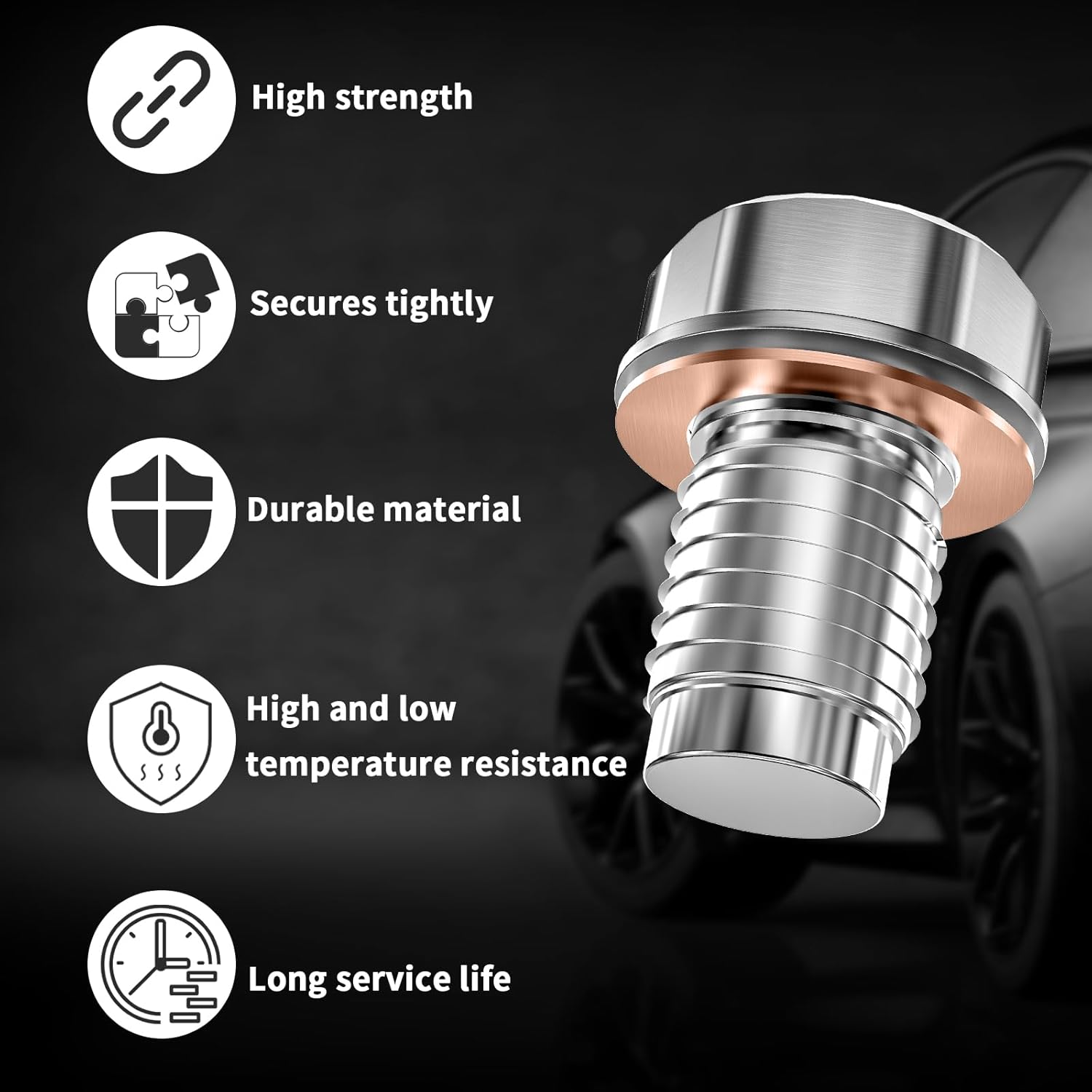 IZZU M12x1.75 Magnetic Oil Drain Bolt - 5000GS Stainless Steel Leak-Proof Plug with Copper Gasket - Zeta Store