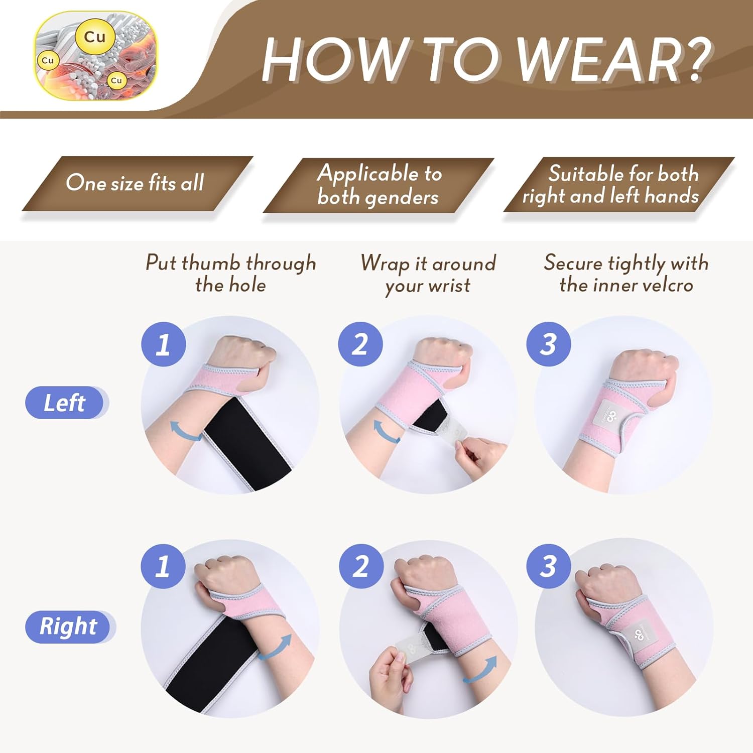 Indeemax copper wrist brace 2-pack showing adjustable support straps and copper-infused material for wrist stabilization.
