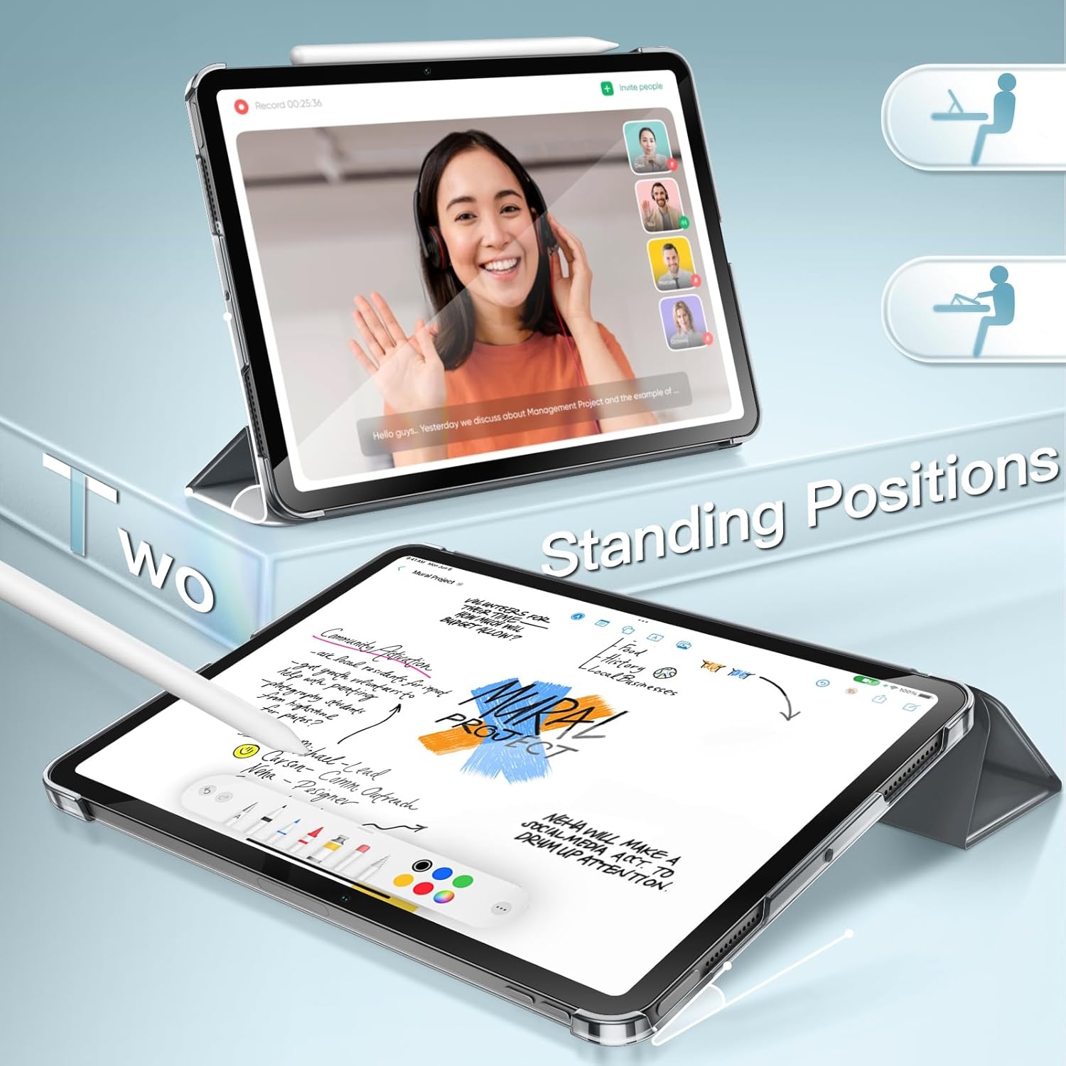 JETech Case for iPad Air 11-Inch (M3/M2/A5/A4) & iPad 10 🆕 Brand New! 💥 Unbeatable Bargain! ✨ Auto Wake/Sleep | Space Navy