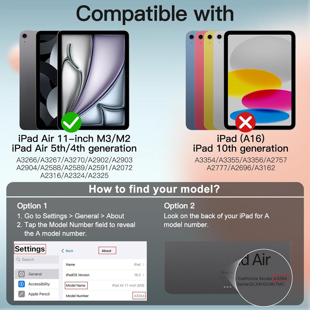 JETech Case for iPad Air 11-Inch (M3/M2/A5/A4) & iPad 10 🆕 Brand New! 💥 Unbeatable Bargain! ✨ Auto Wake/Sleep | SpaceStarlight