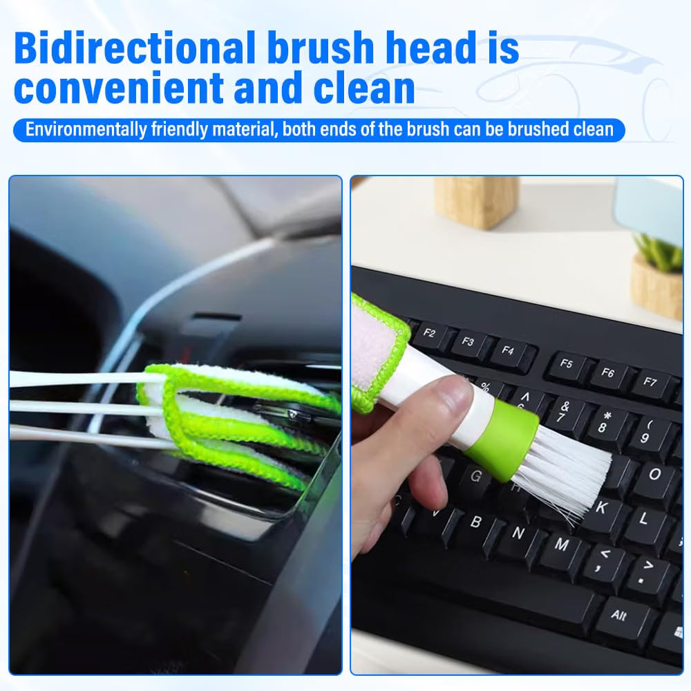 JHCHAN 7-in-1 Car Windscreen Cleaner Tool - 33.5-47.5cm Extendable Handle with Triangle Head, 5x Microfibre Cloths, Spray Bottle & Detail Brush - For Car, Home & Shower Glass