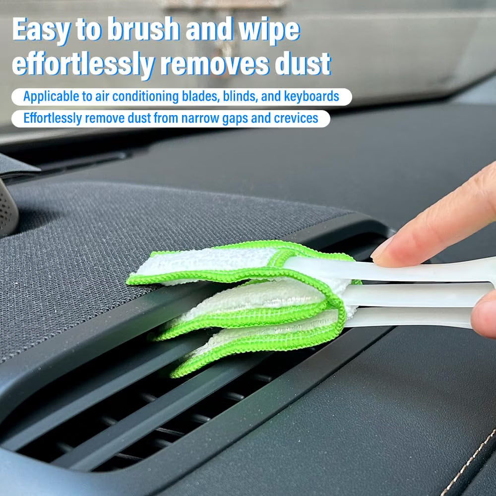 JHCHAN 7-in-1 Car Windscreen Cleaner Tool - 33.5-47.5cm Extendable Handle with Triangle Head, 5x Microfibre Cloths, Spray Bottle & Detail Brush - For Car, Home & Shower Glass