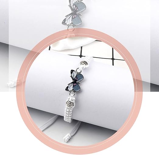 Jagosen matching butterfly bracelets for couples, adjustable woven cord jewelry set with velvet bag, ideal for friendship or couples.