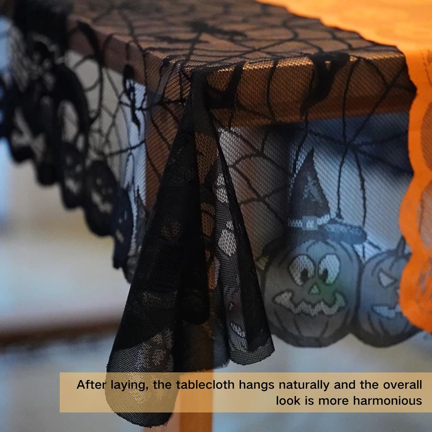 JanYoo Halloween Table Cloth 137x 182cm Spider Web Table Cover Rectangle Halloween Tablecloths Black Pumpkin Tablecovers for Indoor Outdoor Party Dinner Table Decoration Supplies - Zeta Store