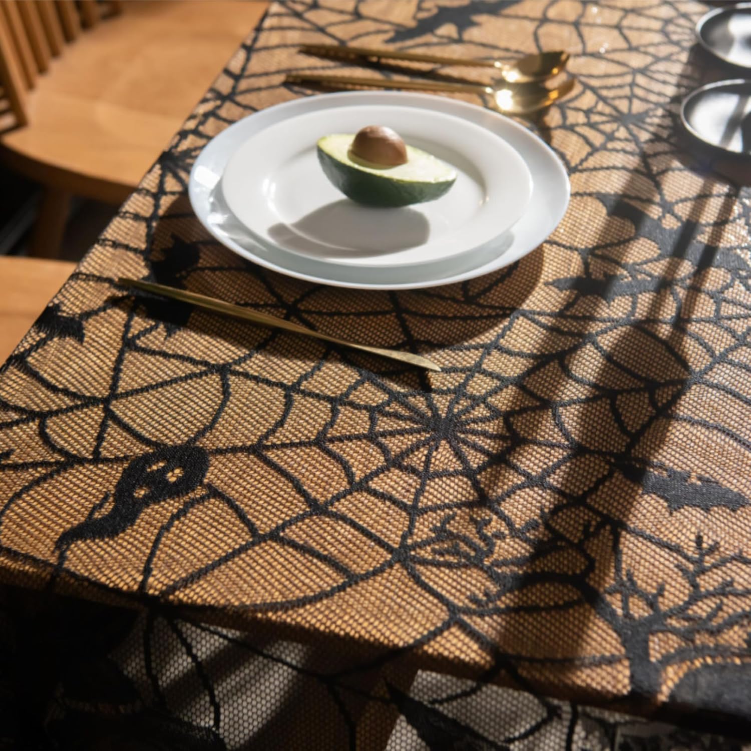 JanYoo Halloween Table Cloth 137x 182cm Spider Web Table Cover Rectangle Halloween Tablecloths Black Pumpkin Tablecovers for Indoor Outdoor Party Dinner Table Decoration Supplies - Zeta Store