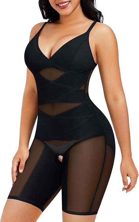 Junlan Full Body Shapewear Bodysuit for Women | V-Neck Tummy Control, Butt Lifter & Thigh Slimmer Seamless Jumpsuit