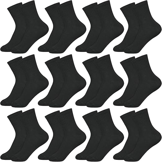 KOOOGEAR 12 Pairs Kids Cotton School Sports Socks | Breathable Athletic Crew Socks for Boys & Girls (Ages 6-12) - Zeta Store