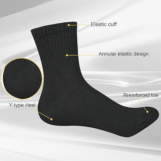 KOOOGEAR 12 Pairs Kids Cotton School Sports Socks | Breathable Athletic Crew Socks for Boys & Girls (Ages 6-12) - Zeta Store