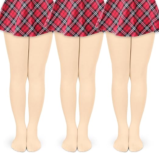 KOOOGEAR Pack of 3 Girls' Ballet & Dance Tights – Reinforced Toes, 4 Colors, 4 Sizes | Ultimate Comfort & Style