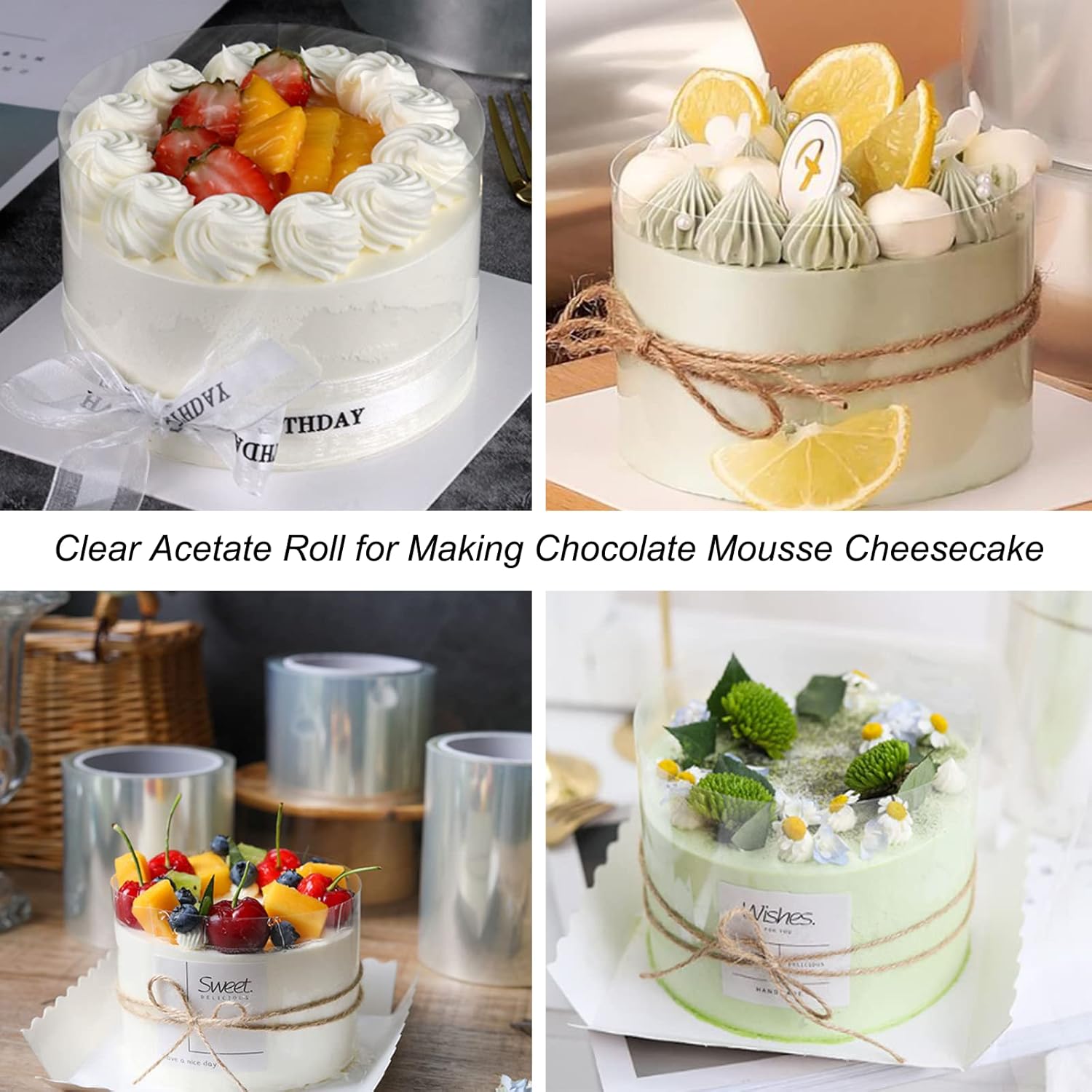 Kalekey - 6-Inch Clear Acetate Cake Collar Roll – 15cm x 15m ✨ | Food Grade PP | Perfect for Mousse, Chocolate & Decorating! - Zeta Store