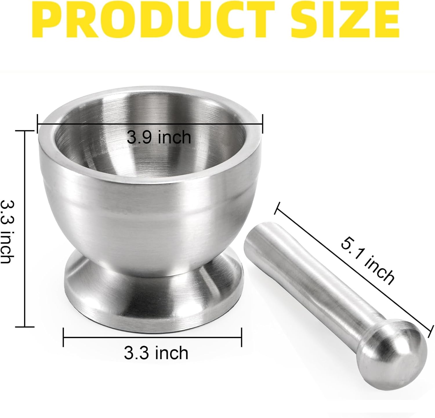 Keissco heavy-duty stainless steel mortar and pestle set with non-skid base and silicone lid for grinding spices, herbs, nuts, and coffee.