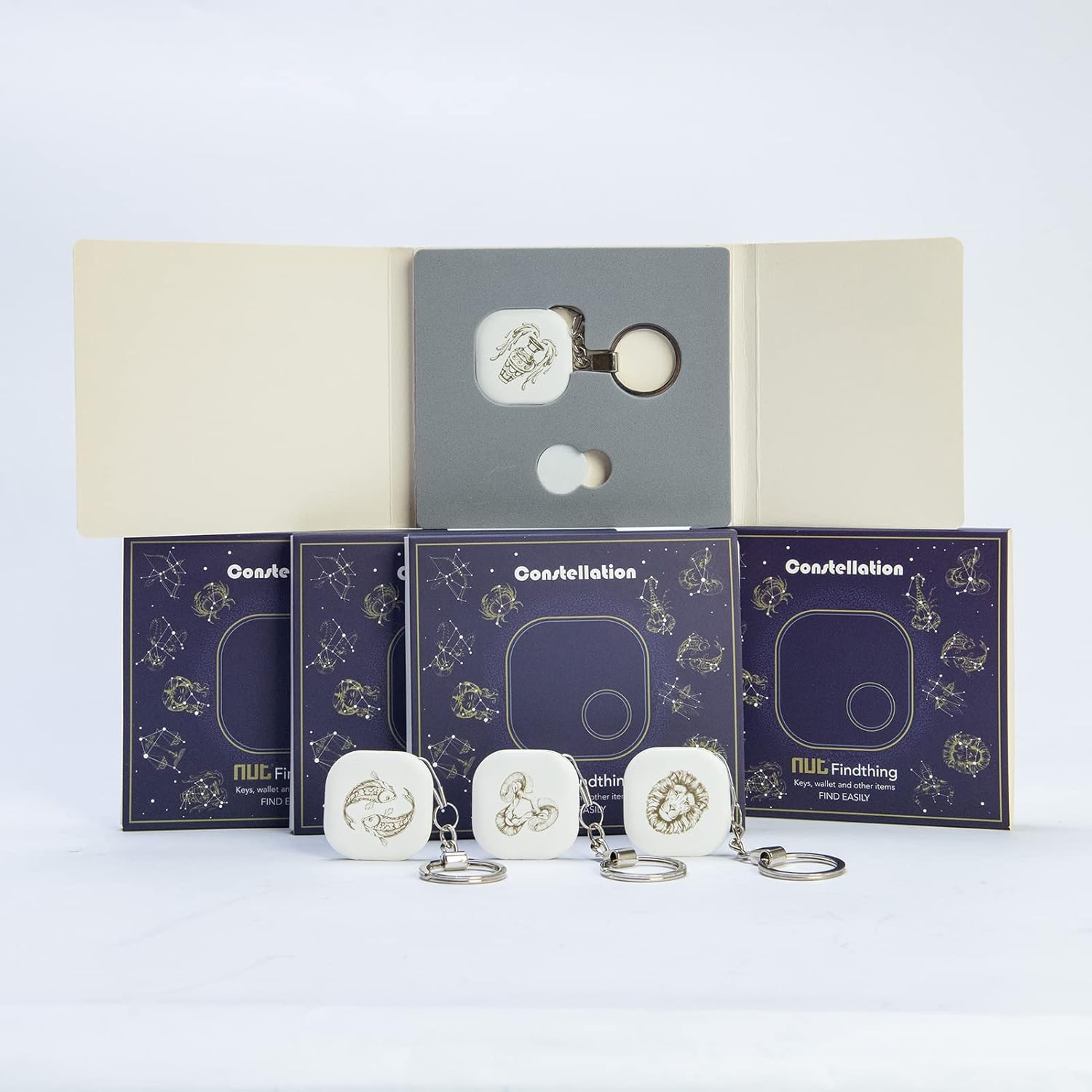 Nutale Constellation Bluetooth key finder tracker with keyring, designed for keys, wallet, and personal items.