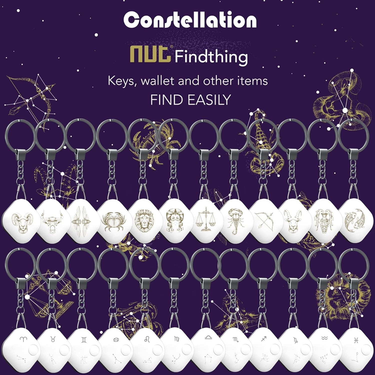 Nutale Constellation Bluetooth key finder tracker for keys, wallets, and valuables in a 1-pack, compact and easy to use.