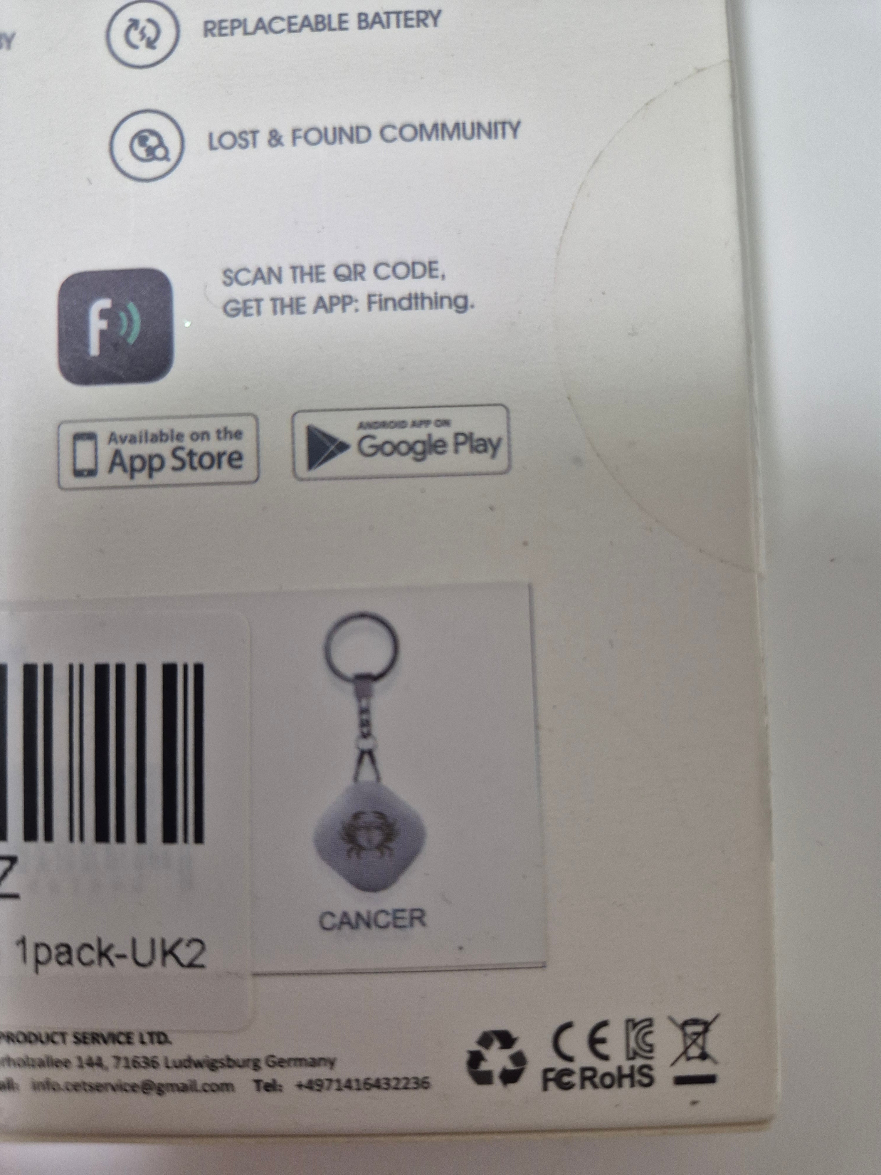 Nutale Constellation Bluetooth key finder displaying Cancer constellation design, compact tracker for keys and wallet.