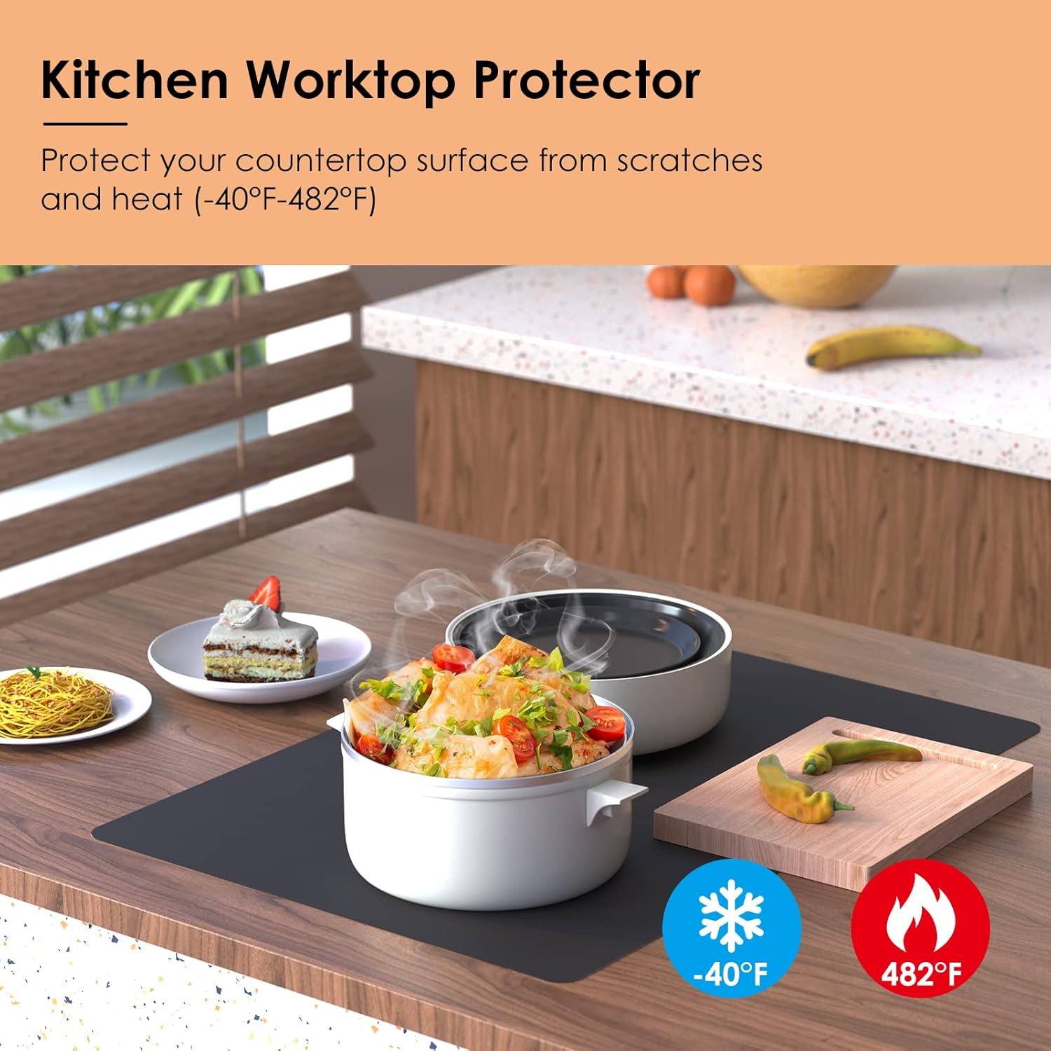 KitchenRaku - Extra Large Heat Resistant Kitchen Silicone Mat 50x70cm - Non-Slip Countertop Protectoion, Craft & Baking Mat - Zeta Store