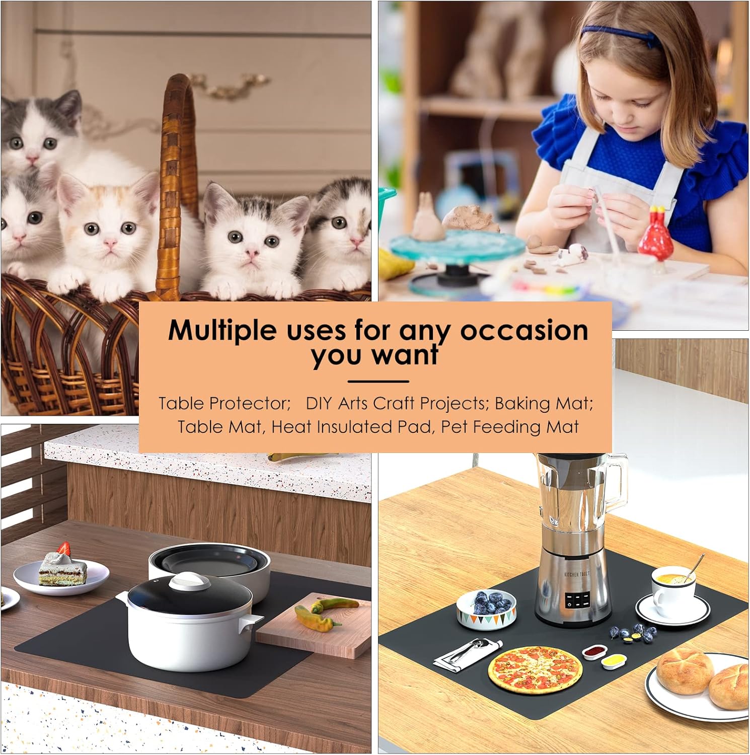 KitchenRaku - Extra Large Heat Resistant Kitchen Silicone Mat 50x70cm - Non-Slip Countertop Protectoion, Craft & Baking Mat - Zeta Store