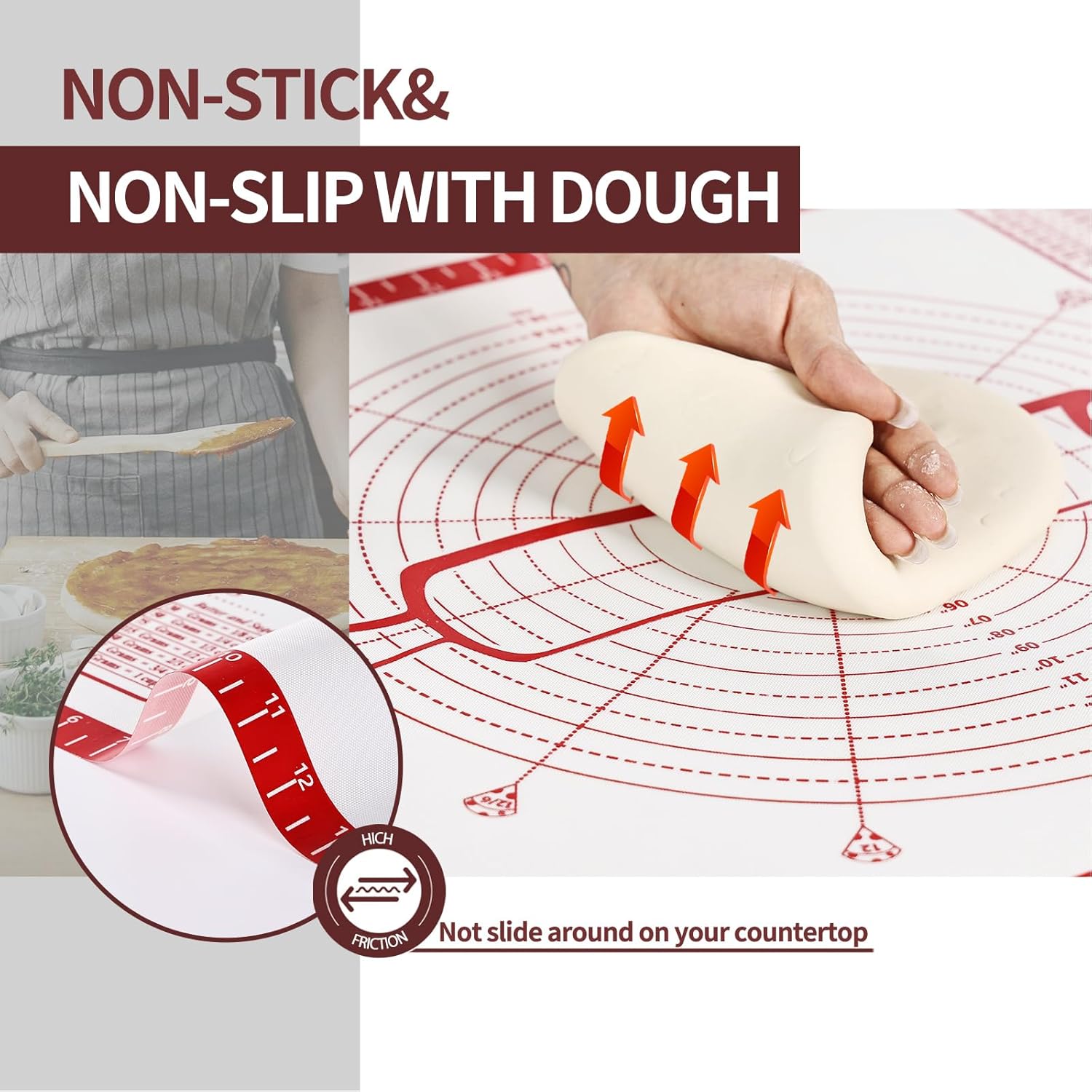 KitchenRaku 60x80cm Non-Stick Silicone Pastry Mat - Thick, Durable & Extra-Large Dough Rolling Board with Measurement Guide - Zeta Store
