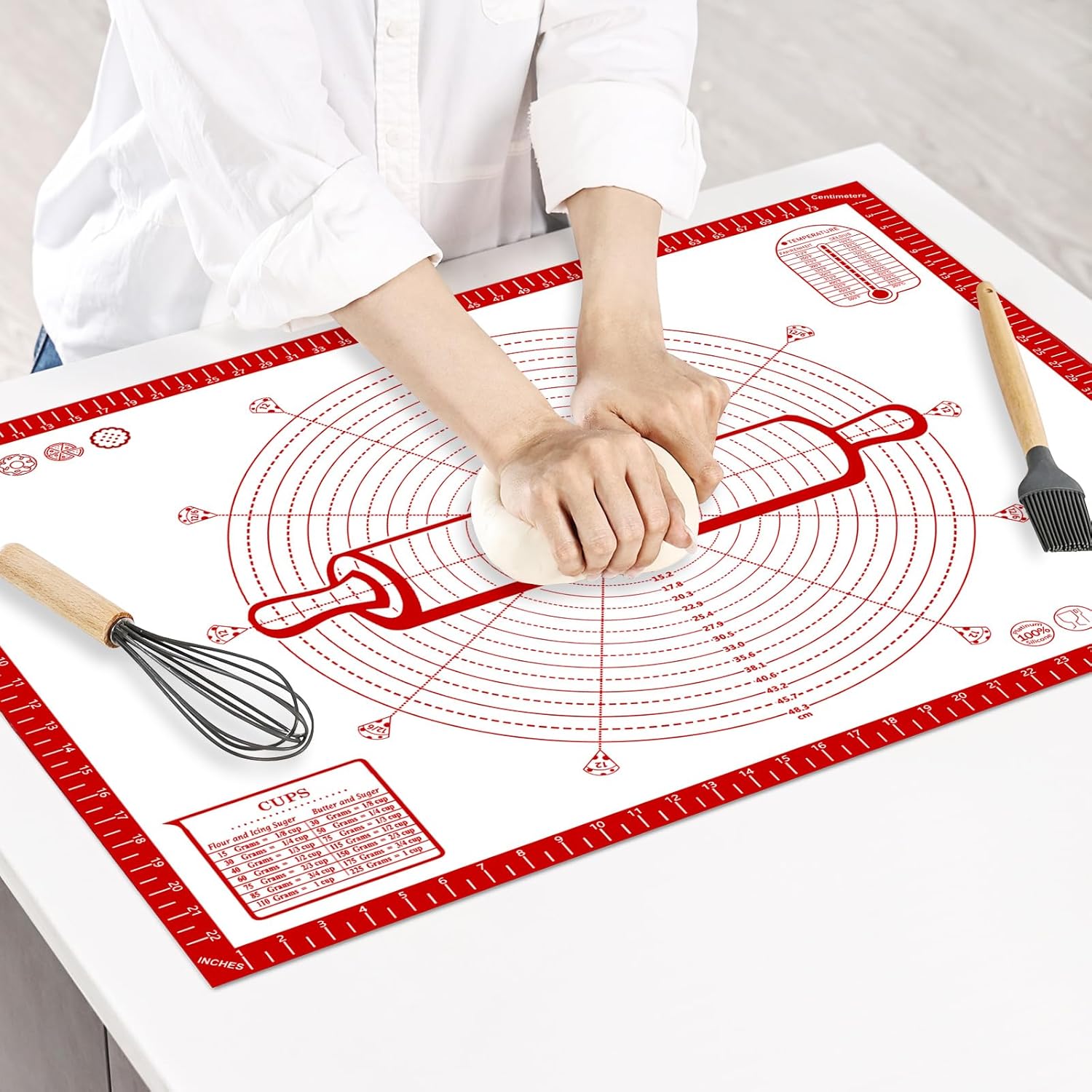 KitchenRaku 60x80cm Non-Stick Silicone Pastry Mat - Thick, Durable & Extra-Large Dough Rolling Board with Measurement Guide - Zeta Store