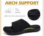 KuaiLu Men's Winter Slippers - Adjustable Warm Fuzzy Sandals with Arch Support & Non-Slip Sole