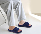 KuaiLu Men's Winter Slippers - Adjustable Warm Fuzzy Sandals with Arch Support & Non-Slip Sole