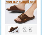 KuaiLu Men's Winter Slippers - Adjustable Warm Fuzzy Sandals with Arch Support & Non-Slip Sole