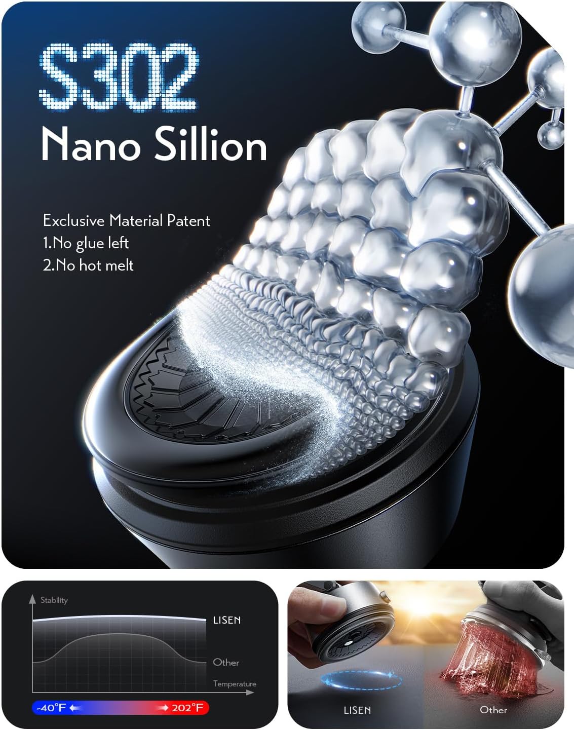 LISEN A680 electric vacuum suction car phone holder with 360° rotation and no-stick design, fitting all phone models.