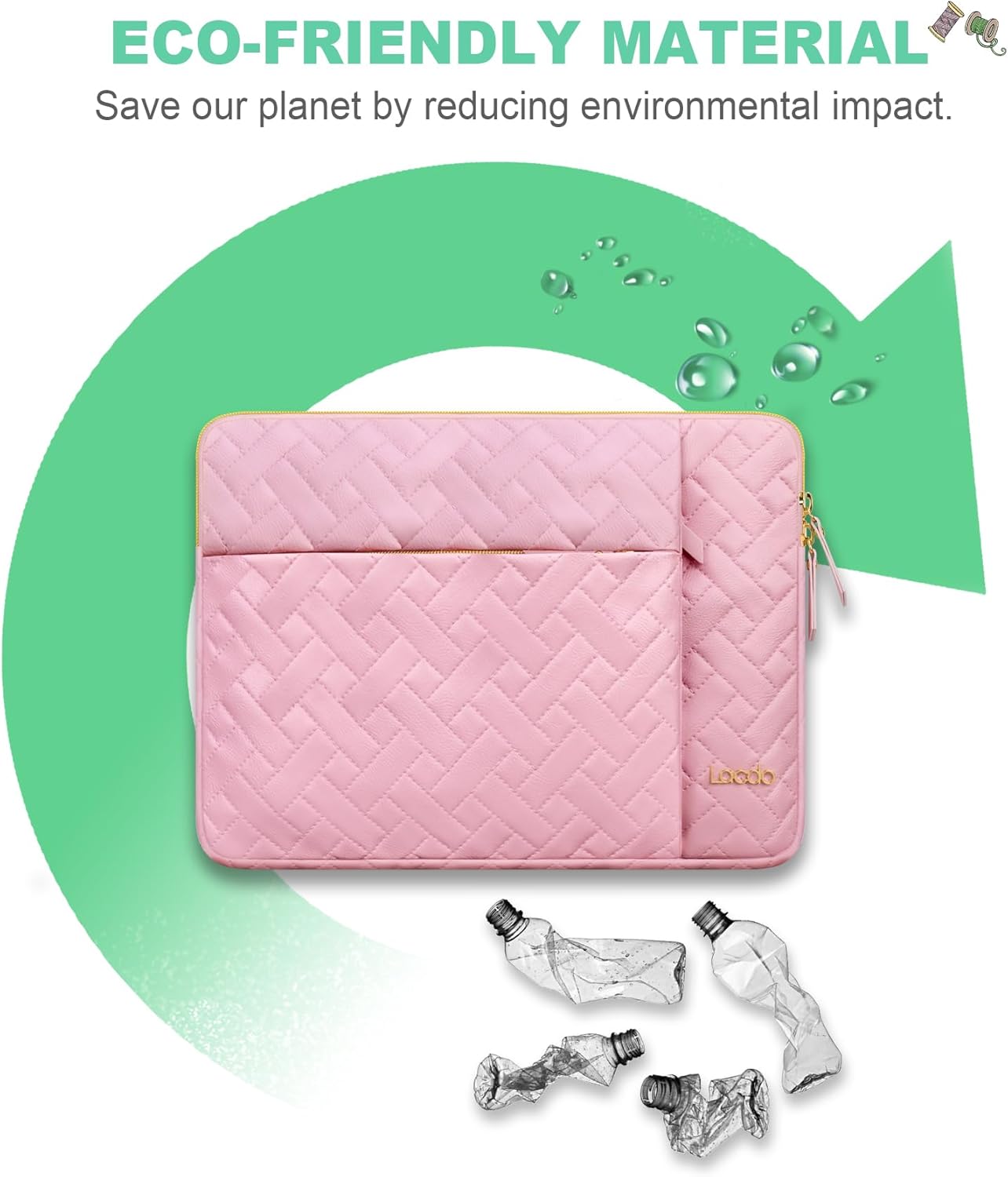 Lacdo 15" Laptop Sleeve Case Bag – Sakura Pink | Eco-Friendly, 4-Layer Protection, Spacious Pockets - Zeta Store