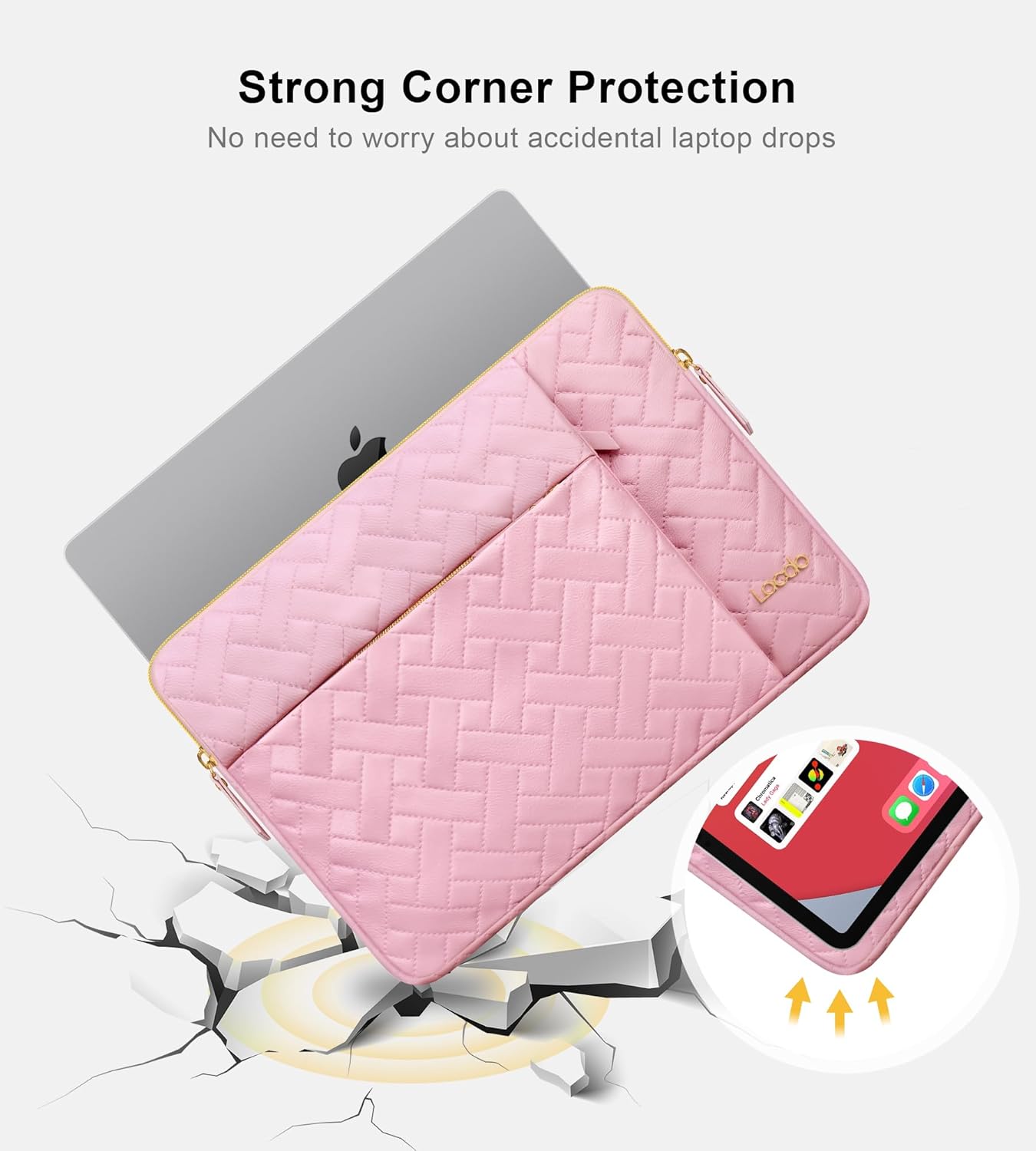 Lacdo 15" Laptop Sleeve Case Bag – Sakura Pink | Eco-Friendly, 4-Layer Protection, Spacious Pockets - Zeta Store