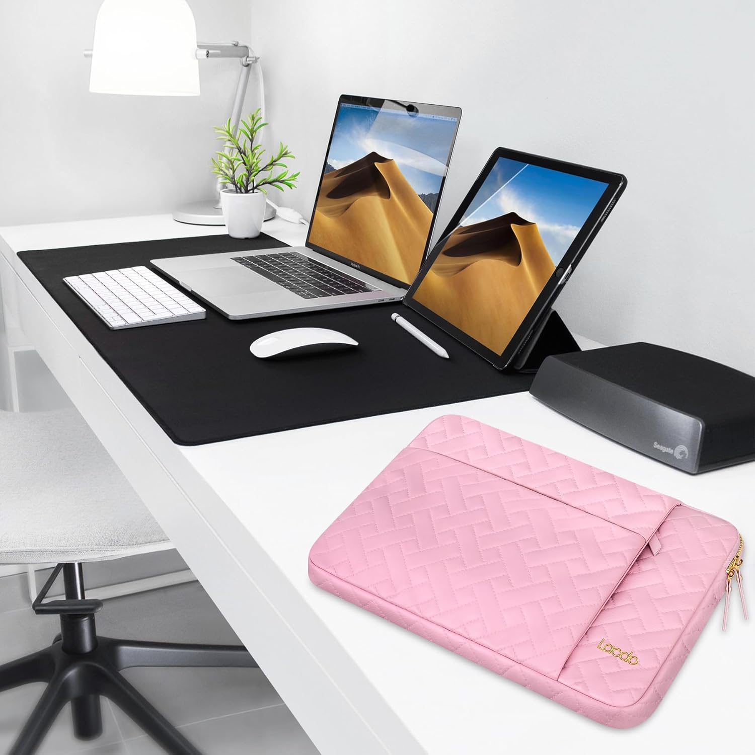 Lacdo 15" Laptop Sleeve Case Bag – Sakura Pink | Eco-Friendly, 4-Layer Protection, Spacious Pockets - Zeta Store