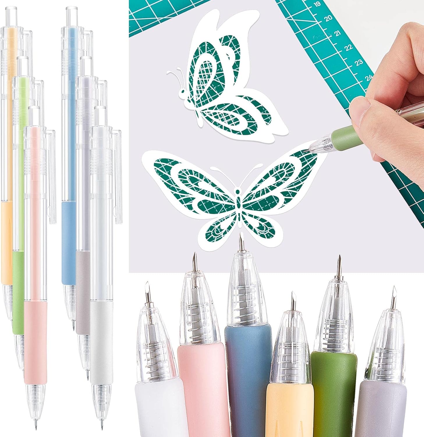 Lanties 6-Piece Precision Craft Tool Set – Ergonomic Art Pens for DIY Scrapbooking, Stencils & Paper Crafting (6 Colors) - Zeta Store