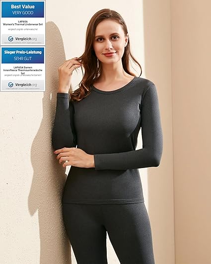 Lapasa Women's Cozy Fleece-Lined Thermal Base Layer Set – Top & Bottom | Stay Warm & Soft All Winter! - Zeta Store