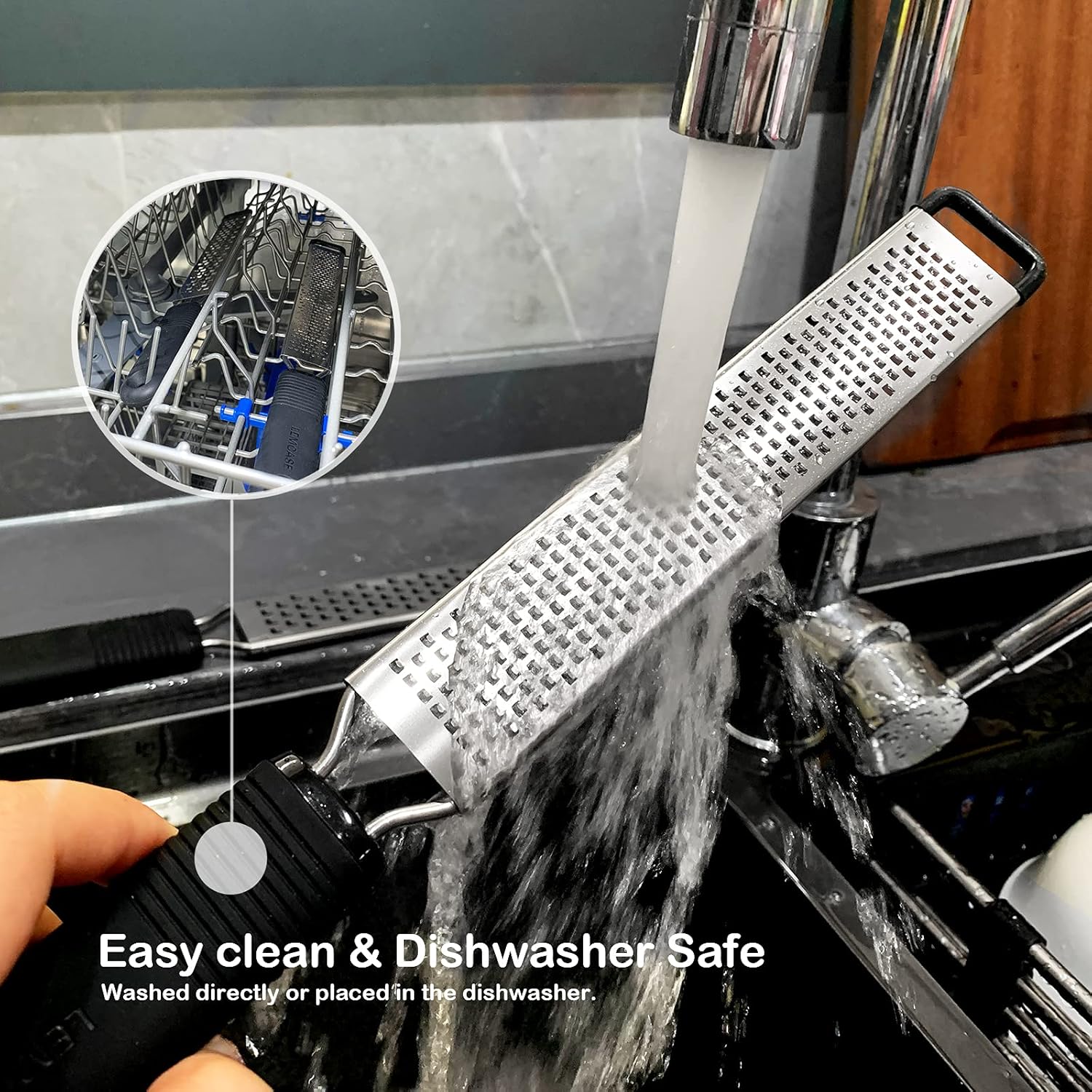 LEMCASE Ultimate 2-piece zester and grater set with stainless steel blades and silicone handle, ideal for citrus, cheese, chocolate, and spices.