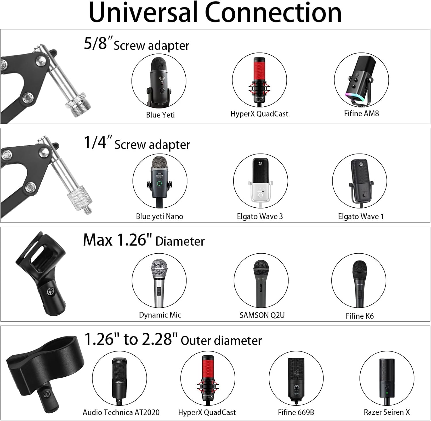 Lemxadd Microphone Stand Mic Boom Arm for Blue Yeti HyperX QuadCast SoloCast Elgato Wave Nano Snowball Q2U Fifine K688 AM8 and More Mic, Overhead Desk Mic... - Zeta Store